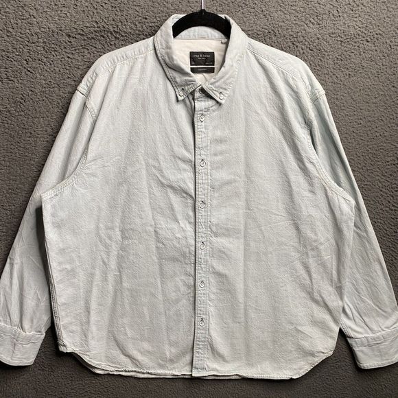 Rag & Bone Fit 3 Denim Button Shirt Light Wash Mens Size 2XL XXL - Picture 16 of 16